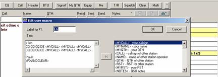 Edit screen for the CQ macro button