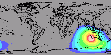 Ham CAP path predictor 80m SSN=105 15-08-2013